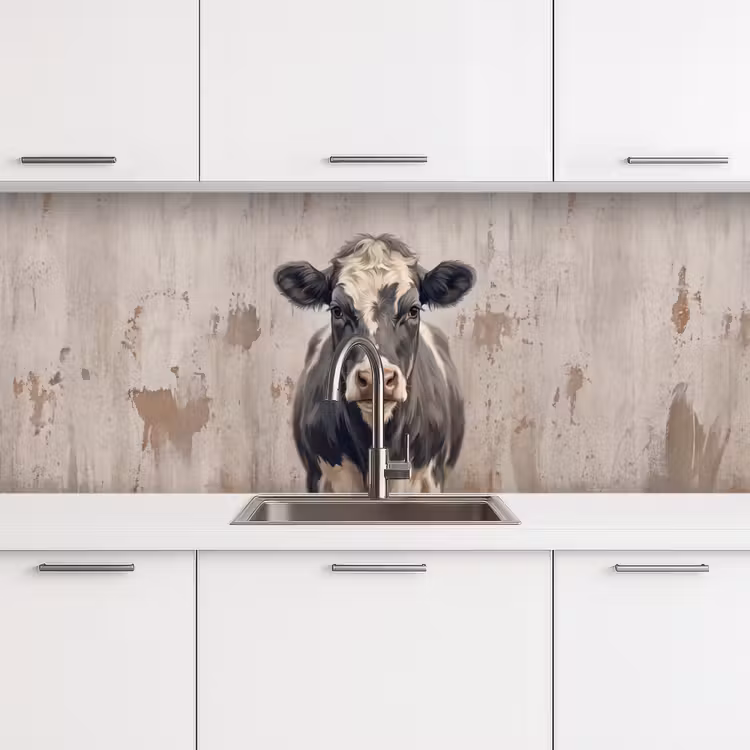 Schienale cucina - Mucca - Ritratto - Animali - Moderno — 4