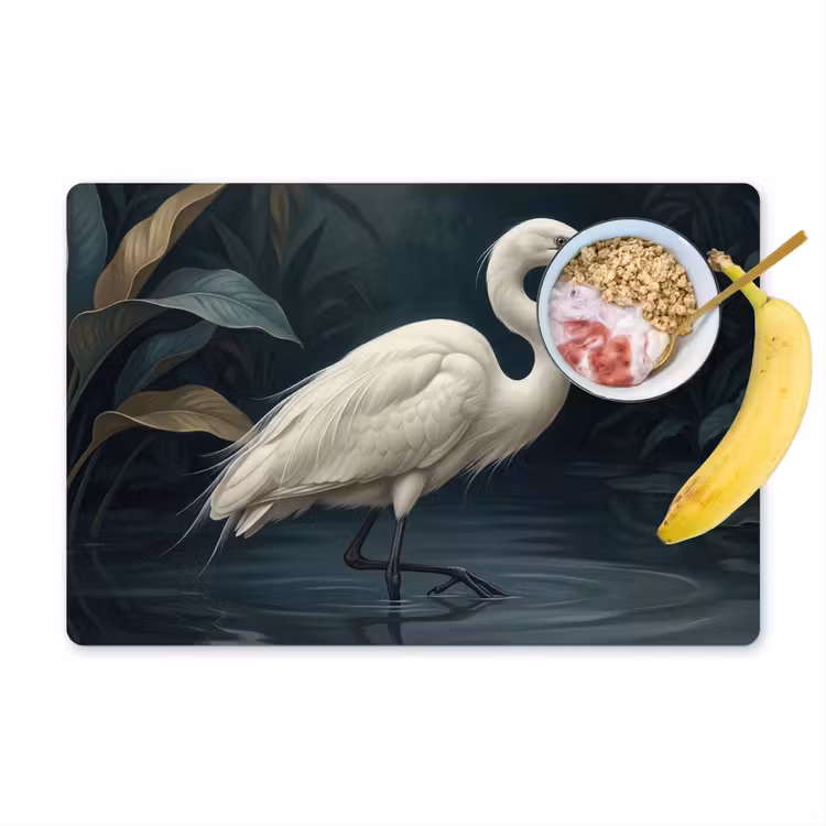 Tovaglietta – 6 pezzi - Airone - Acqua - Natura - Moderno - Bianco — 1