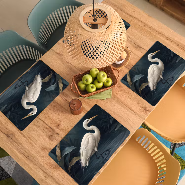 Tovaglietta – 6 pezzi - Airone - Acqua - Natura - Moderno - Bianco — 3