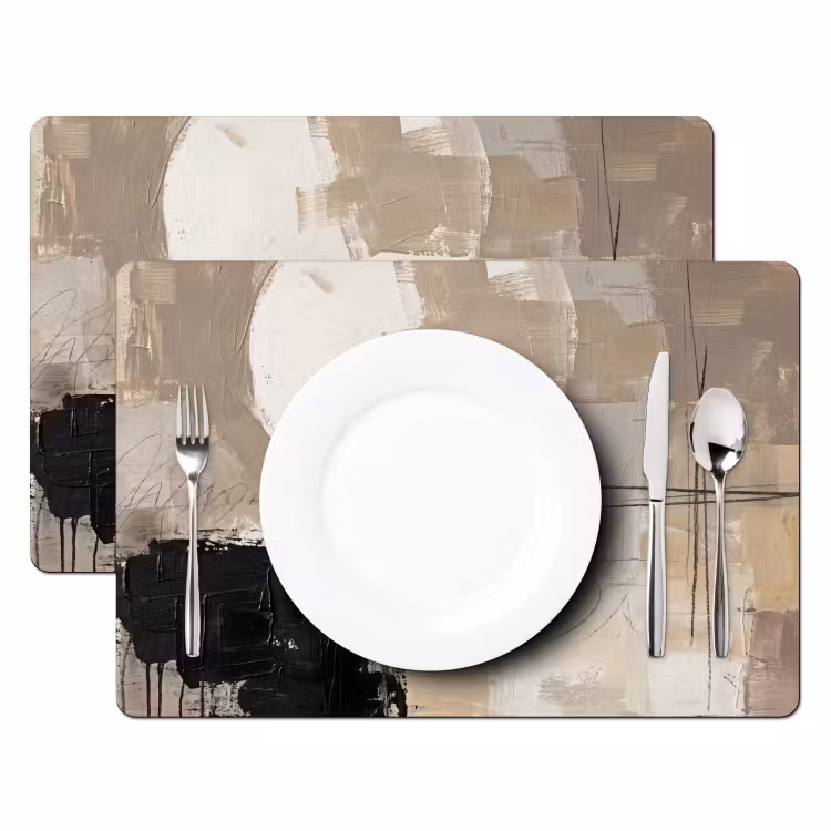 Tovaglietta – 6 pezzi - Astratto - Cerchio - Moderno - Beige - Nero - Minimalista — 2