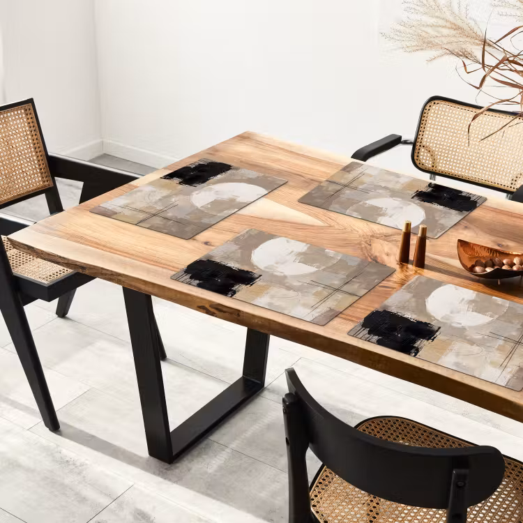 Tovaglietta – 6 pezzi - Astratto - Cerchio - Moderno - Beige - Nero - Minimalista — 4
