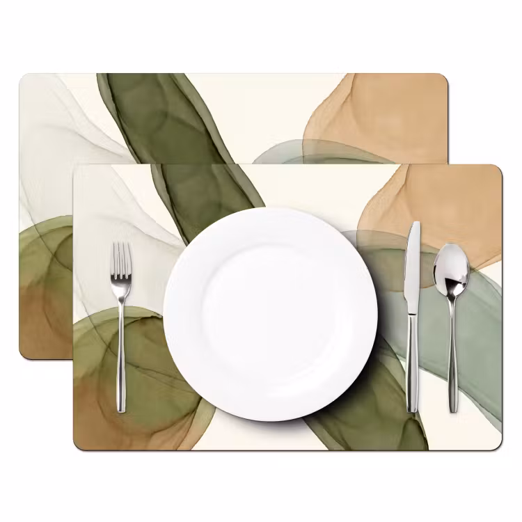 Tovaglietta – 6 pezzi - Astratto - Forme - Moderno - Arte - Verde - Marrone — 2