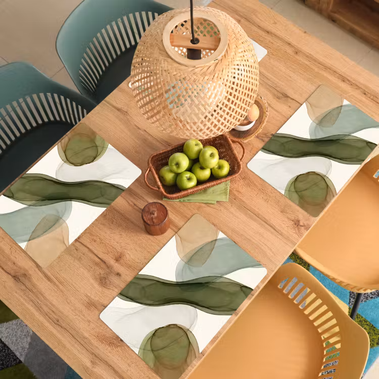 Tovaglietta – 6 pezzi - Astratto - Forme - Moderno - Arte - Verde - Marrone — 3