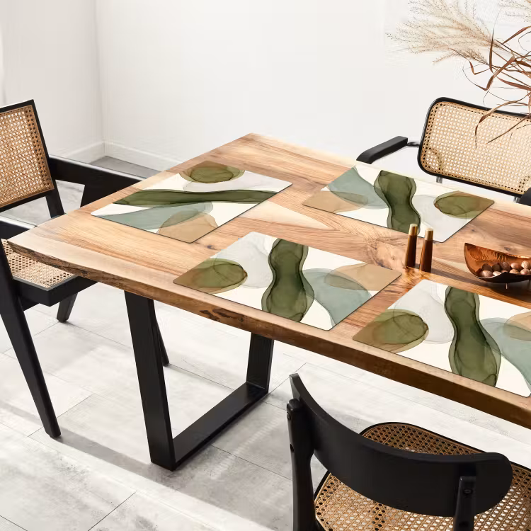 Tovaglietta – 6 pezzi - Astratto - Forme - Moderno - Arte - Verde - Marrone — 4