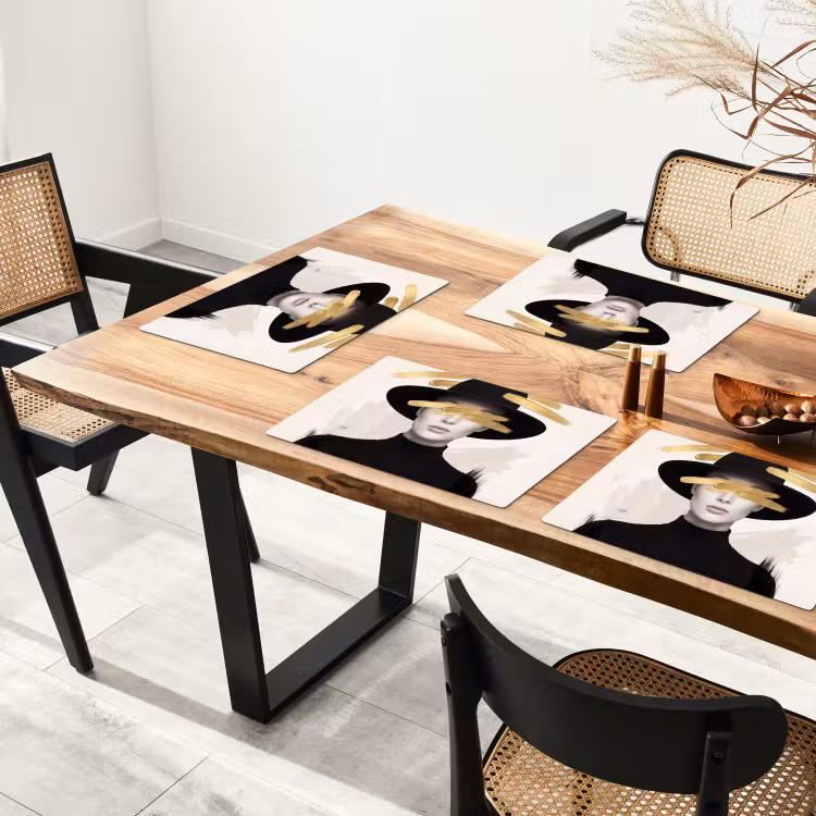 Tovaglietta – 6 pezzi - Donna - Ritratto - Moderno - Oro - Arte — 4