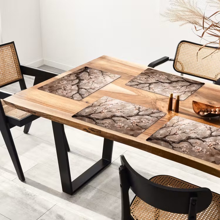 Tovaglietta – 6 pezzi - Fiori - Rami - Pittura - Beige - Sereno — 4