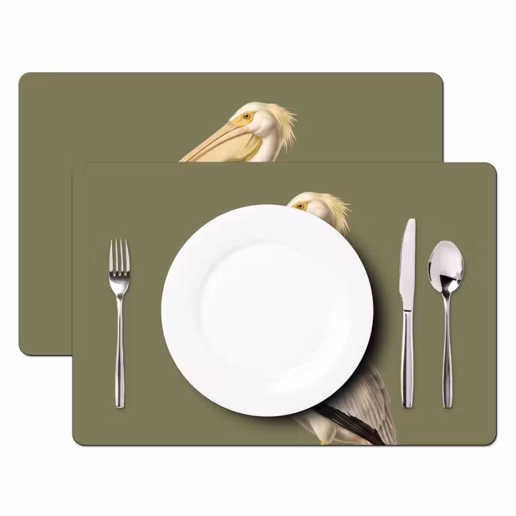Tovaglietta – 6 pezzi - Pellicano - Bianco - Uccello - Classico - Natura — 2