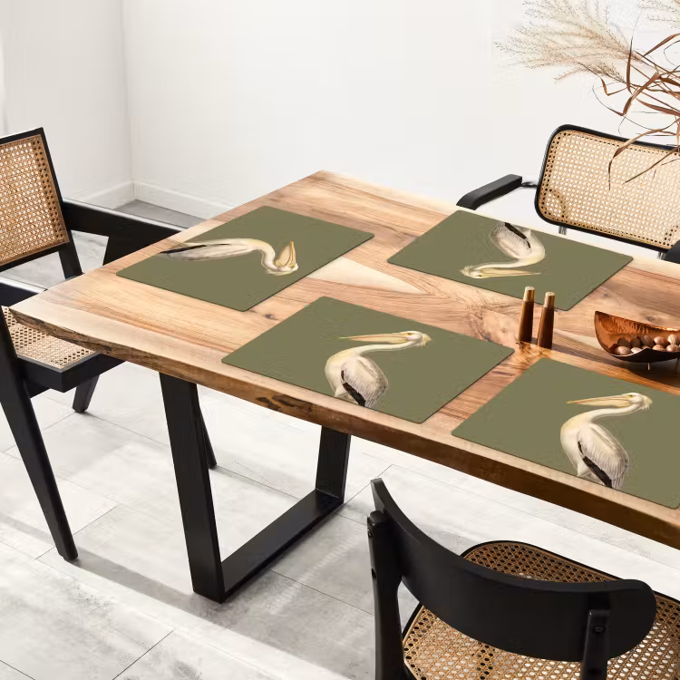 Tovaglietta – 6 pezzi - Pellicano - Bianco - Uccello - Classico - Natura — 4