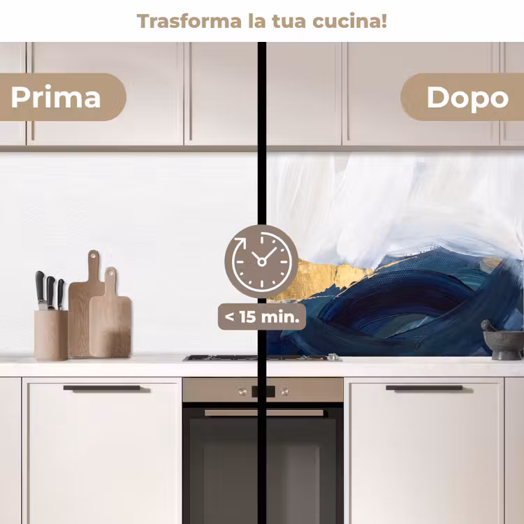 Schienale cucina - Astratto - Acrilico - Blu - Oro - Elegante — 3