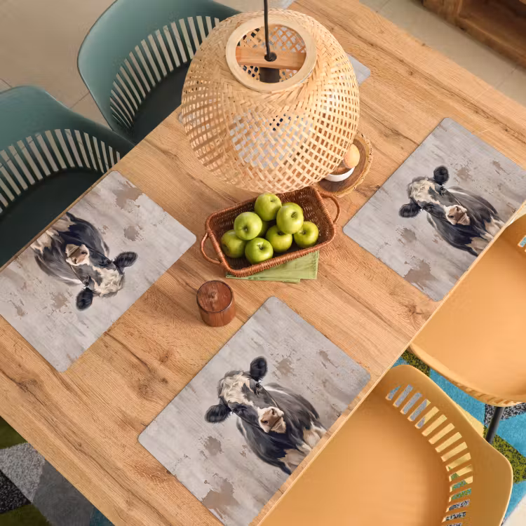Tovaglietta – 6 pezzi - Mucca - Ritratto - Animali - Moderno — 3