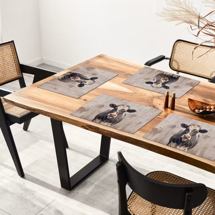 Tovaglietta – 6 pezzi - Mucca - Ritratto - Animali - Moderno — 4