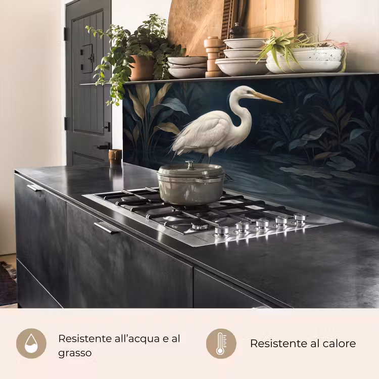Schienale cucina - Airone - Acqua - Natura - Moderno - Bianco — 5