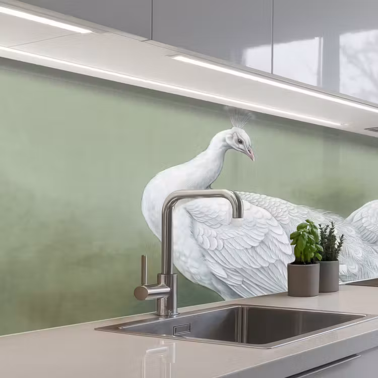 Schienale cucina - Pavoni - Bianco - Natura - Verde — 2
