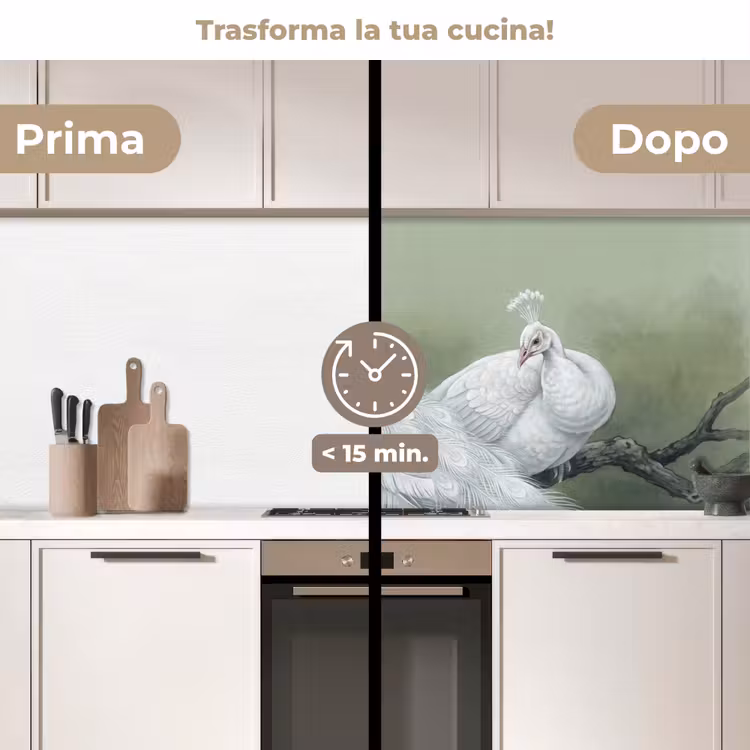 Schienale cucina - Pavoni - Bianco - Natura - Verde — 3