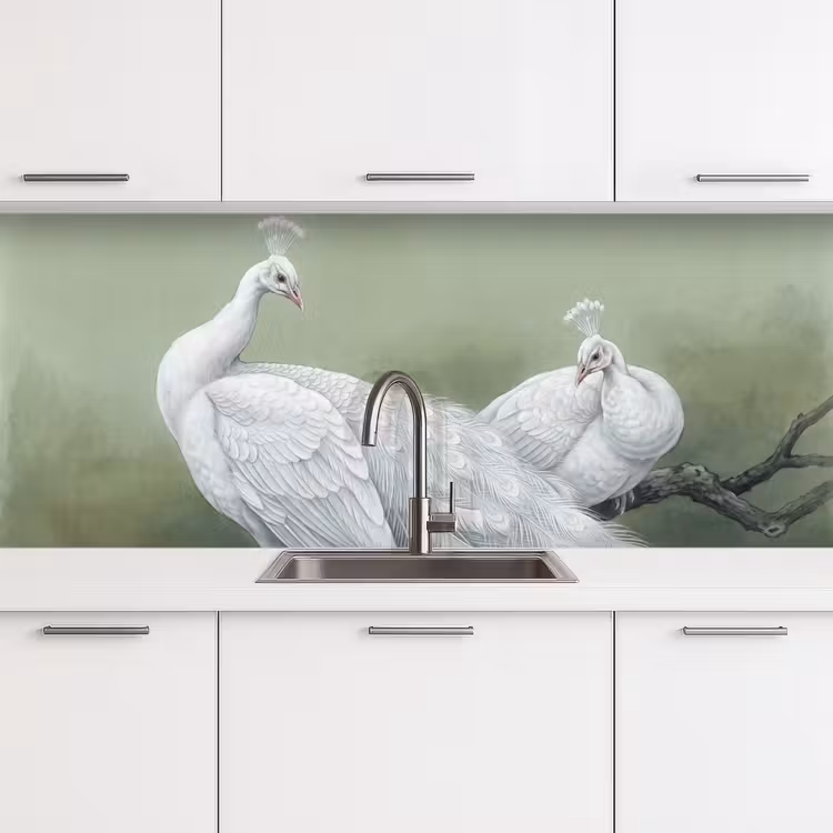 Schienale cucina - Pavoni - Bianco - Natura - Verde — 4