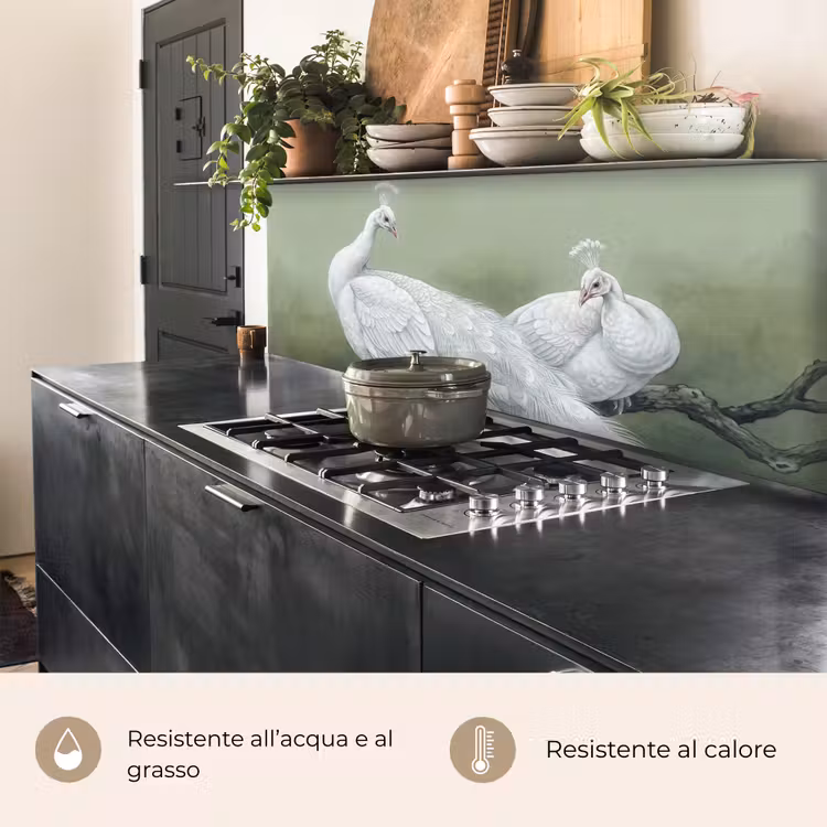 Schienale cucina - Pavoni - Bianco - Natura - Verde — 5