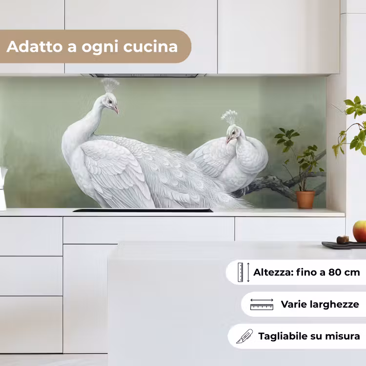 Schienale cucina - Pavoni - Bianco - Natura - Verde — 7