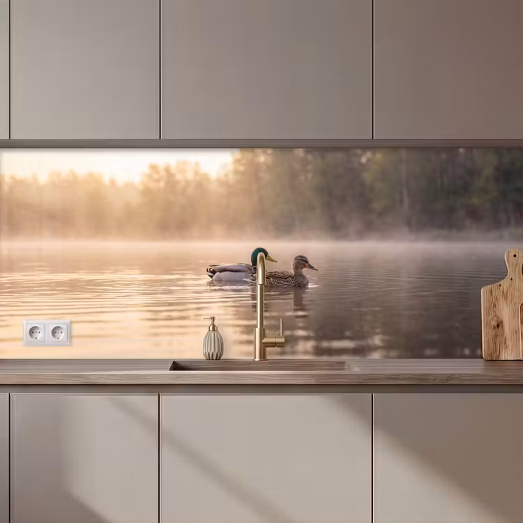 Schienale cucina - Anatre - Acqua - Nebbia - Natura — 1