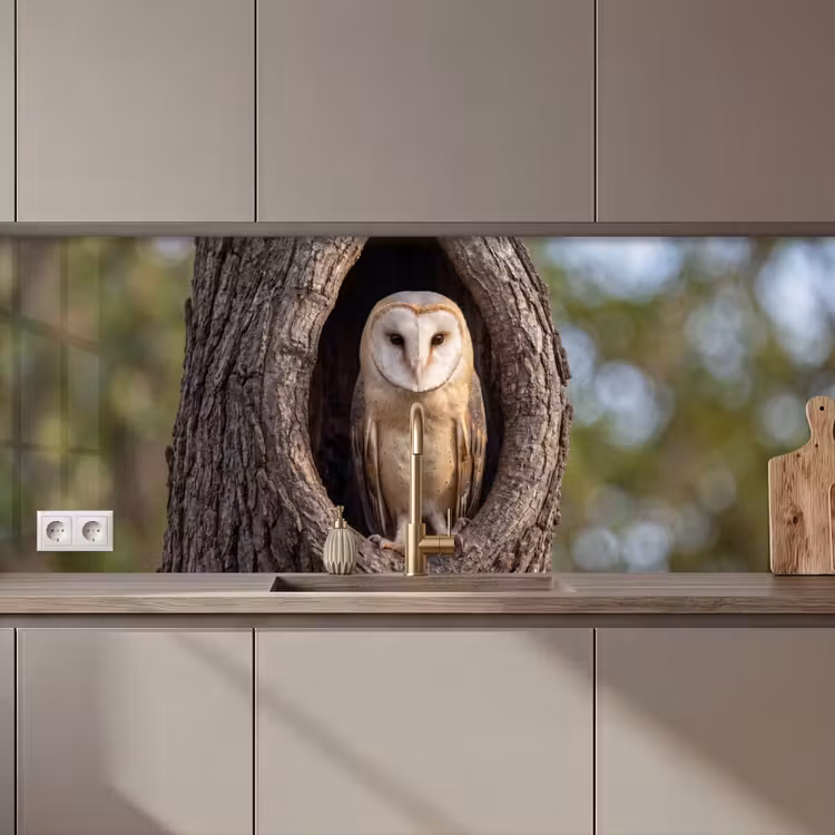 Schienale cucina - Barbagianni - Albero - Natura - Marrone — 1