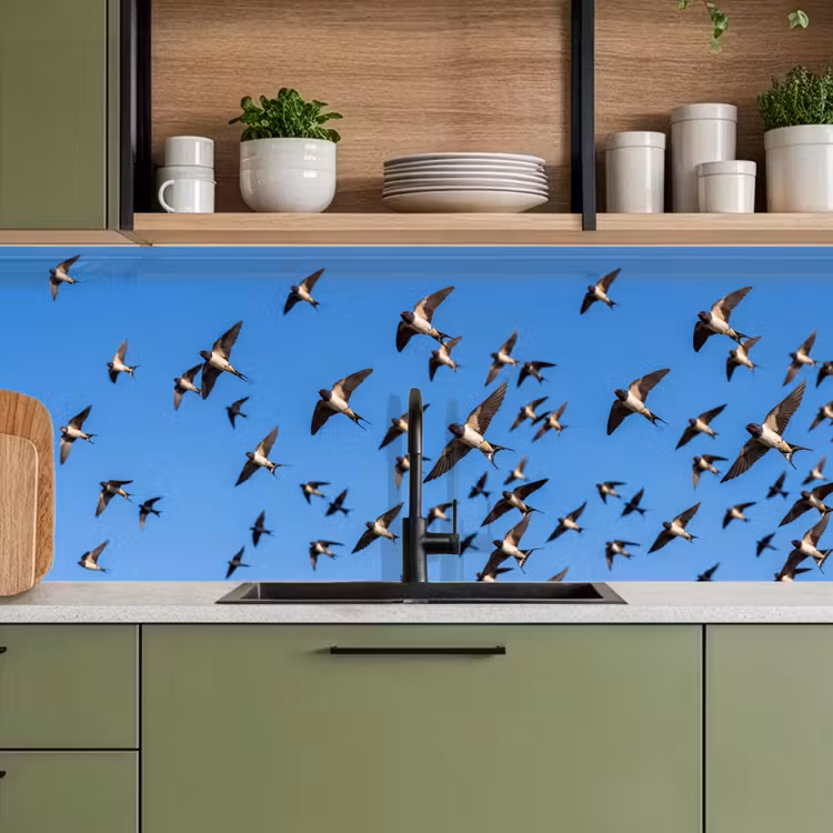 Schienale cucina - Rondini - Mosche - Blu — 8
