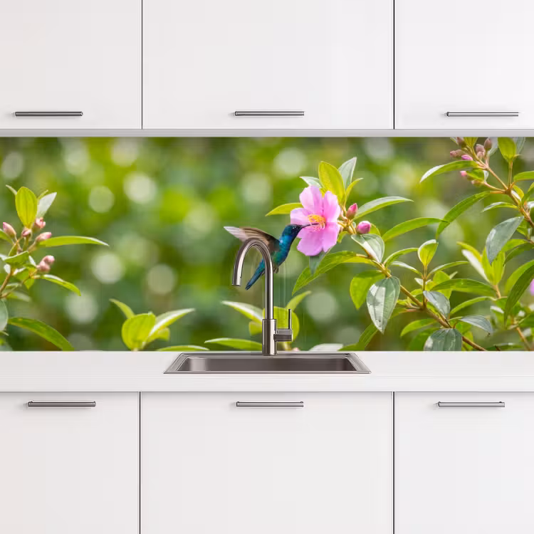Schienale cucina - Colibrì - Fiore - Natura - Verde — 4