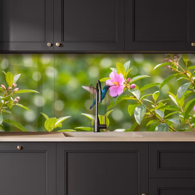 Schienale cucina - Colibrì - Fiore - Natura - Verde — 6
