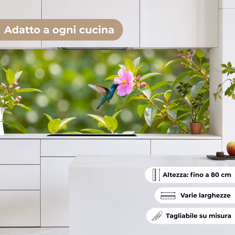 Schienale cucina - Colibrì - Fiore - Natura - Verde — 7