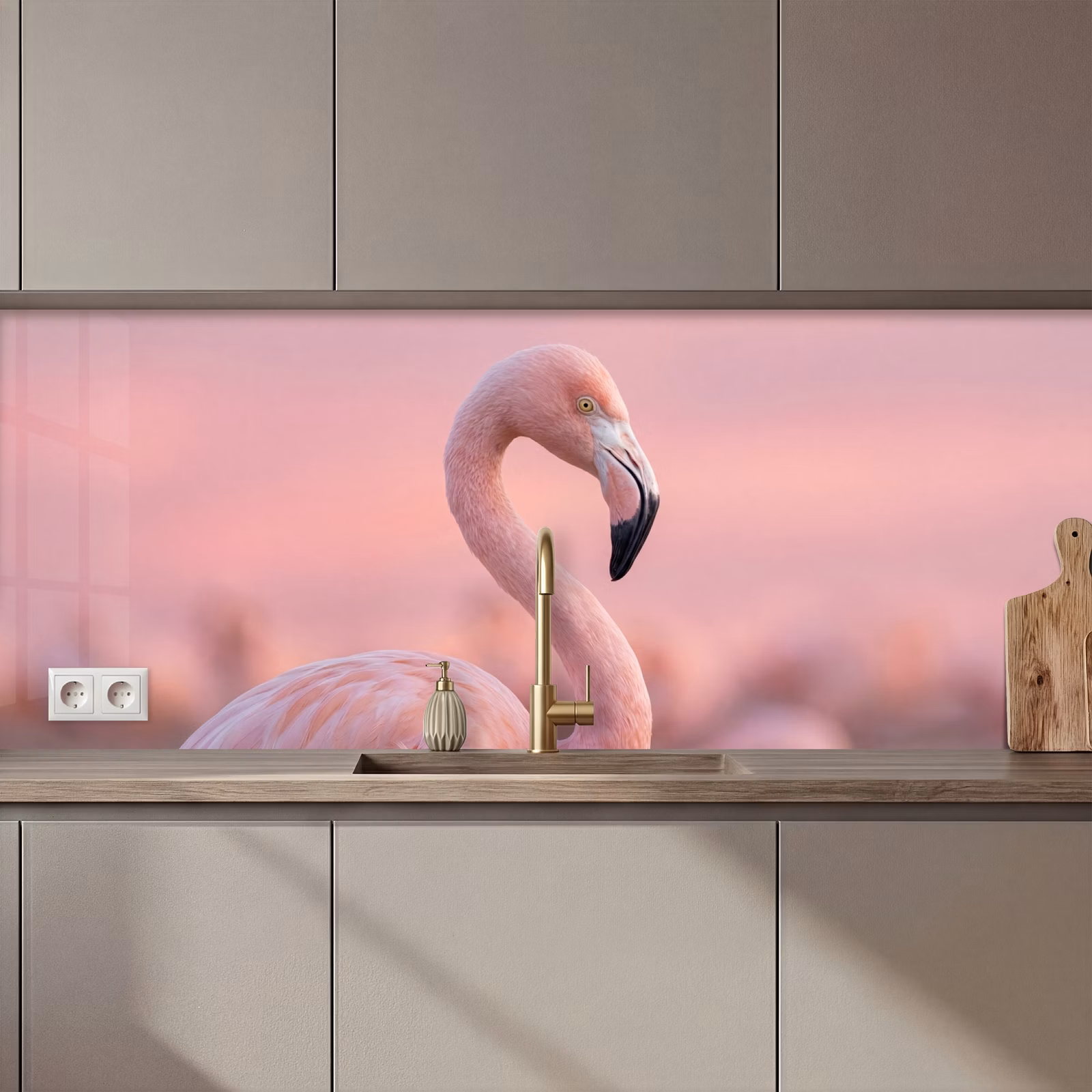 Schienale cucina - Fenicottero - Ritratto - Rosa — 1