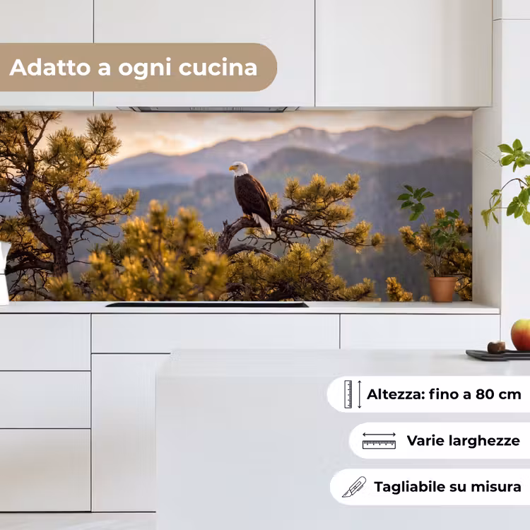 Schienale cucina - Aquila calva - Albero - Montagna - Verde — 7