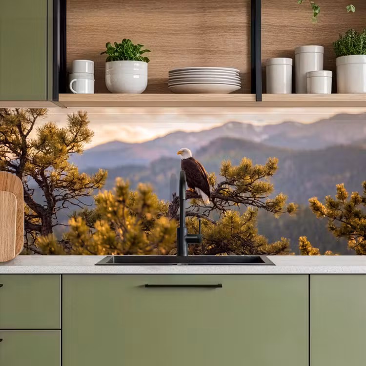 Schienale cucina - Aquila calva - Albero - Montagna - Verde — 8