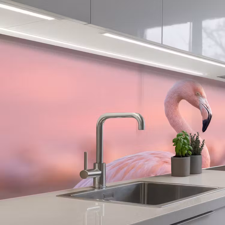 Schienale cucina - Fenicottero - Ritratto - Rosa — 2