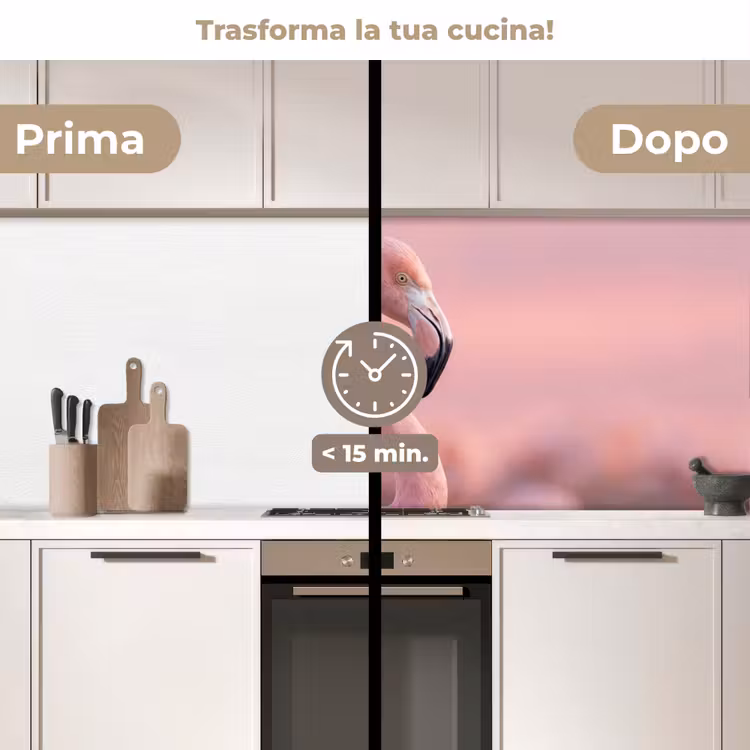 Schienale cucina - Fenicottero - Ritratto - Rosa — 3