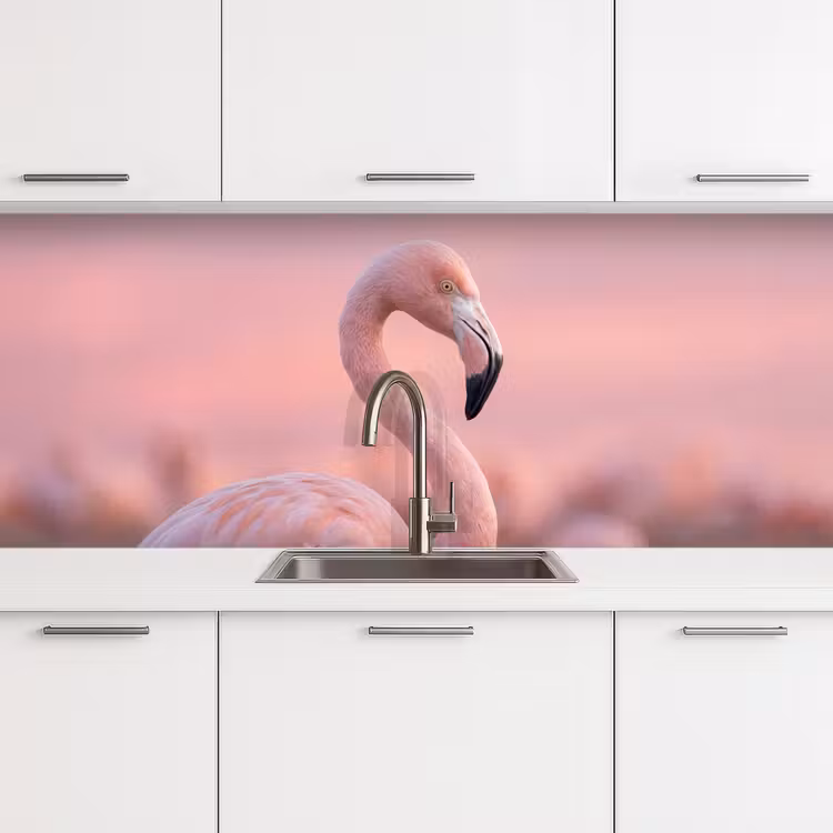 Schienale cucina - Fenicottero - Ritratto - Rosa — 4