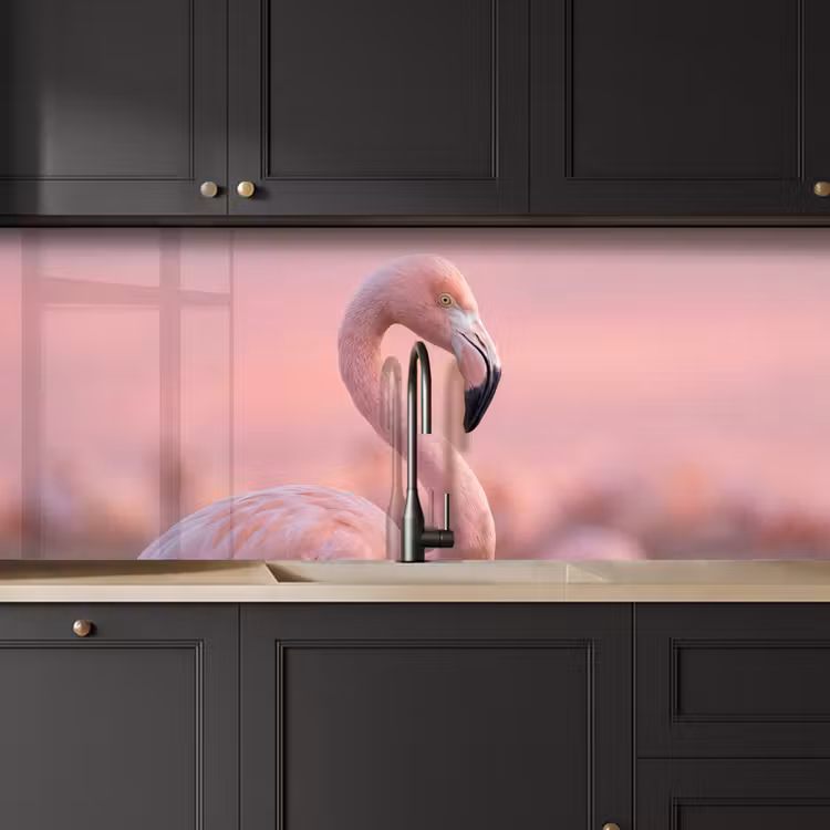 Schienale cucina - Fenicottero - Ritratto - Rosa — 6