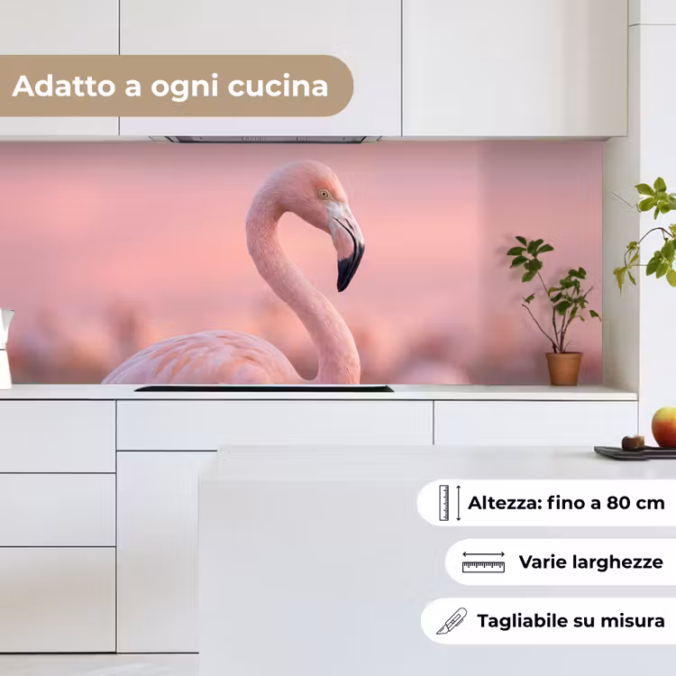 Schienale cucina - Fenicottero - Ritratto - Rosa — 7