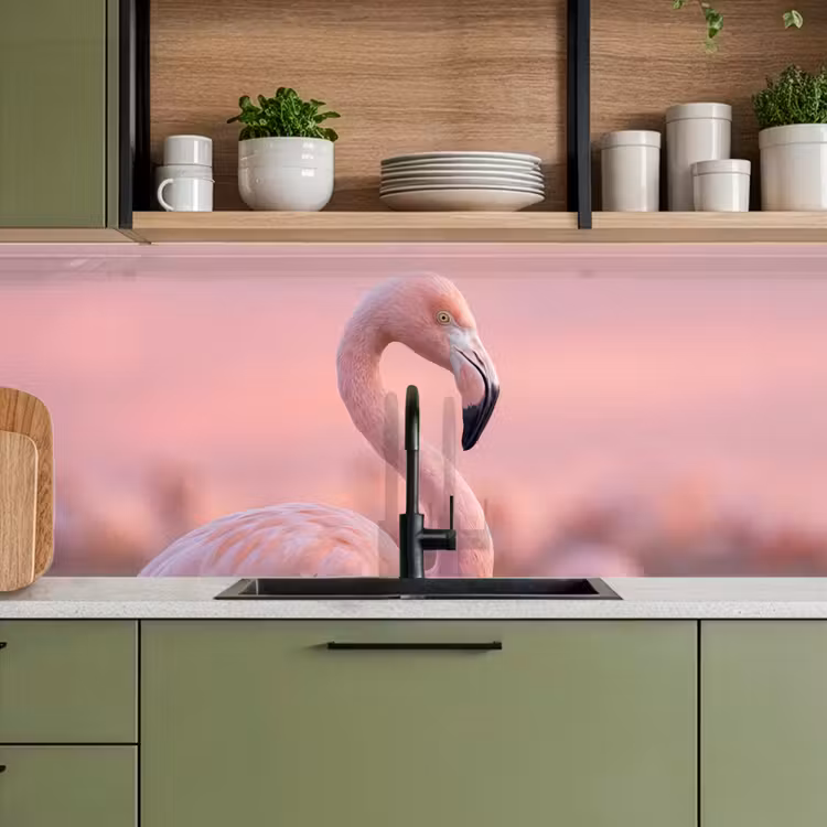 Schienale cucina - Fenicottero - Ritratto - Rosa — 8