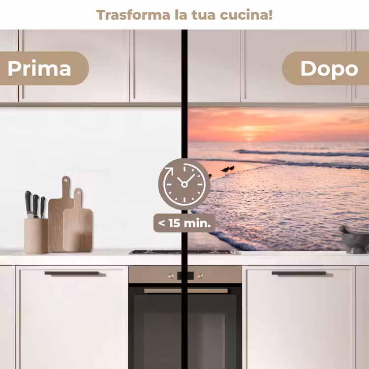 Schienale cucina - Gabbiani - Spiaggia - Mare - Rosa — 3