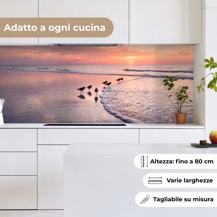 Schienale cucina - Gabbiani - Spiaggia - Mare - Rosa — 7