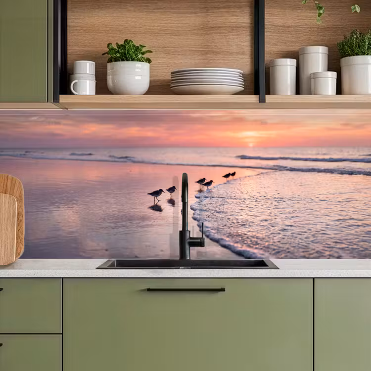 Schienale cucina - Gabbiani - Spiaggia - Mare - Rosa — 8