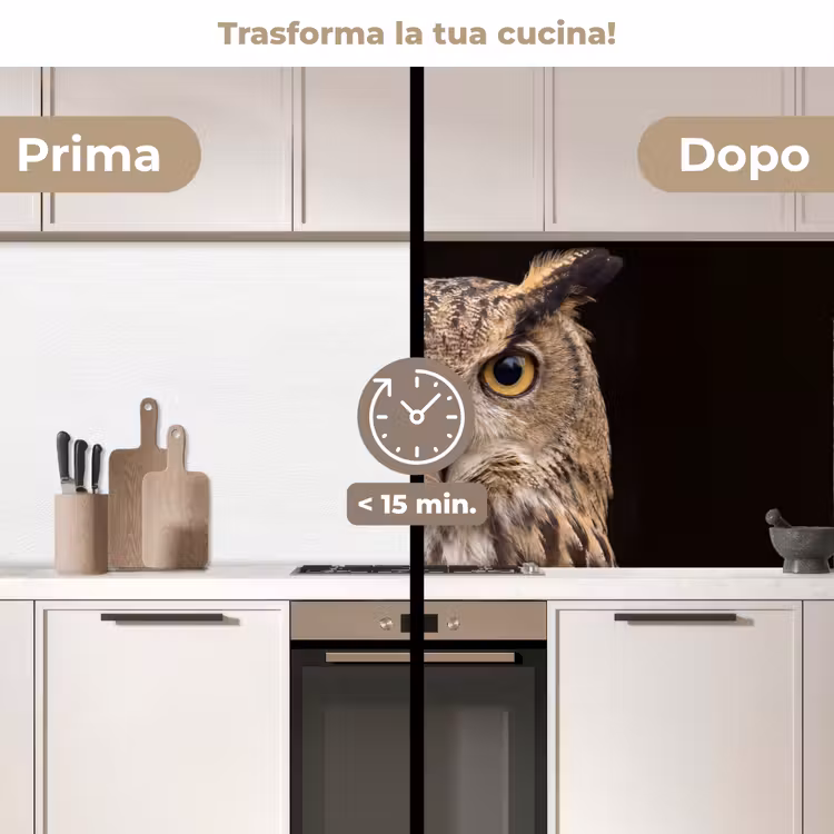 Schienale cucina - Gufo reale - Ritratto - Marrone — 3