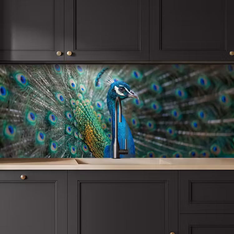 Schienale cucina - Pavone - Piume - Blu — 6