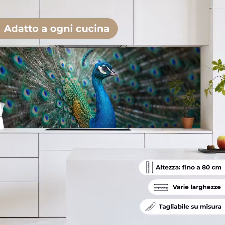 Schienale cucina - Pavone - Piume - Blu — 7