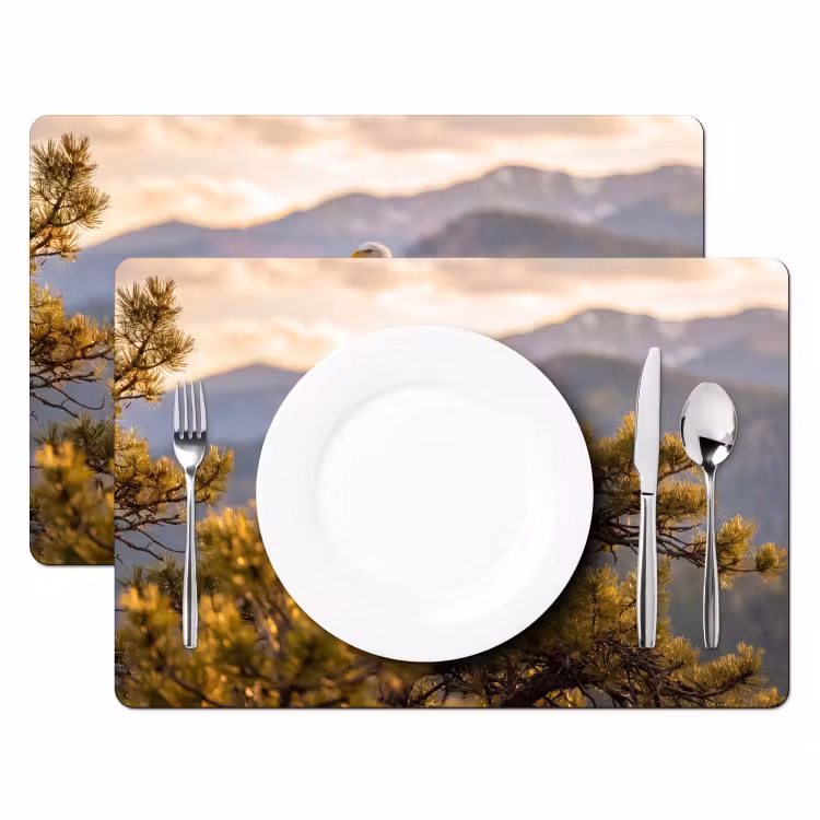 Tovaglietta – 6 pezzi - Aquila calva - Albero - Montagna - Verde — 2