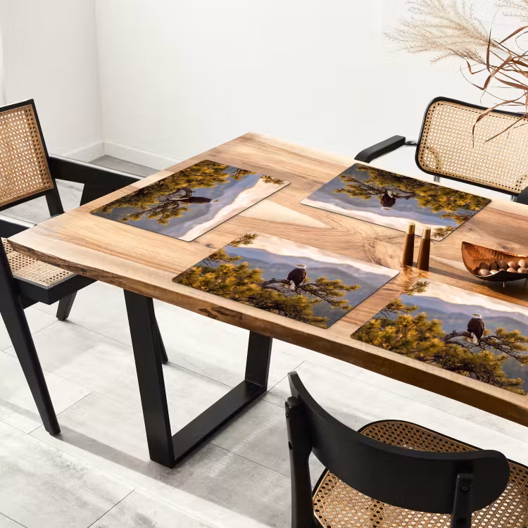 Tovaglietta – 6 pezzi - Aquila calva - Albero - Montagna - Verde — 4