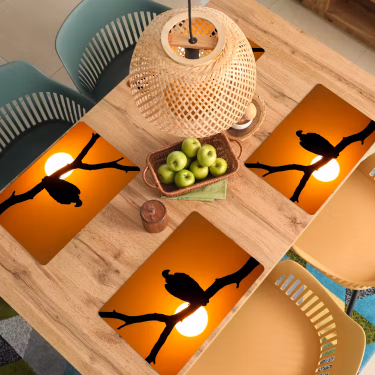 Tovaglietta – 6 pezzi - Avvoltoio - Ramo - Sole - Arancione — 3