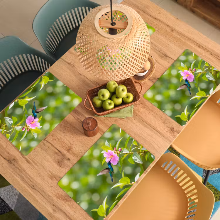 Tovaglietta – 6 pezzi - Colibrì - Fiore - Natura - Verde — 3