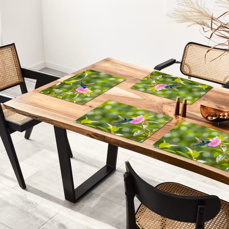 Tovaglietta – 6 pezzi - Colibrì - Fiore - Natura - Verde — 4