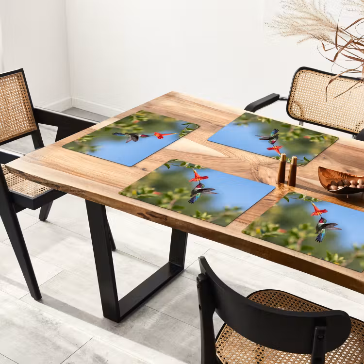 Tovaglietta – 6 pezzi - Colibrì - Fiore - Natura - Verde — 4