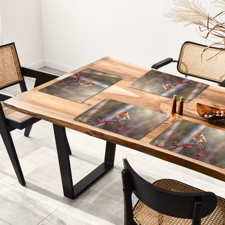 Tovaglietta – 6 pezzi - Pettirosso - Ramo - Bacche - Natura — 4