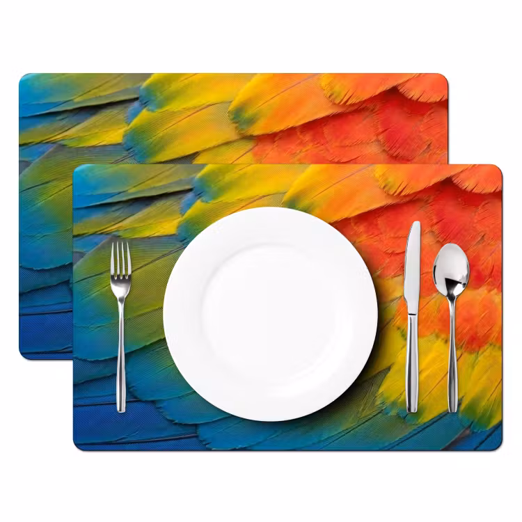 Tovaglietta – 6 pezzi - Piume - Ara - Colorate — 2